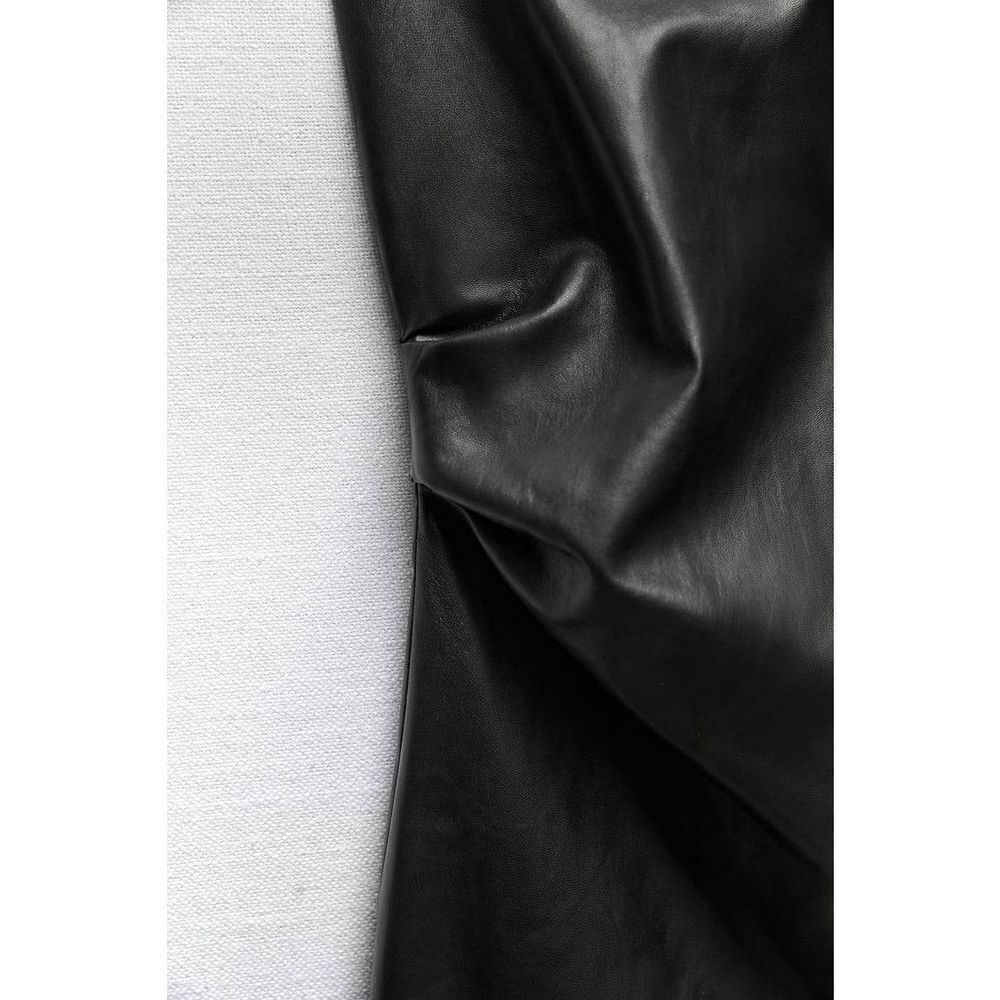 ZARA FAUX LEATHER MIDI BLACK DRESS NWT BLOGGERS FAV - Picture 14 of 16